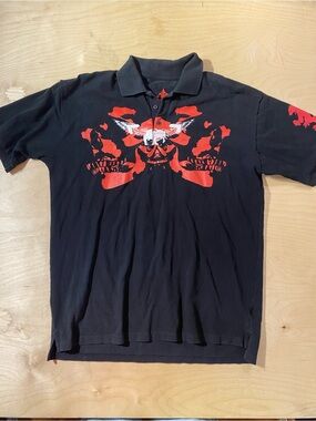 Black Label Black Polo with Red Skull Graphic 3XL (SA)
